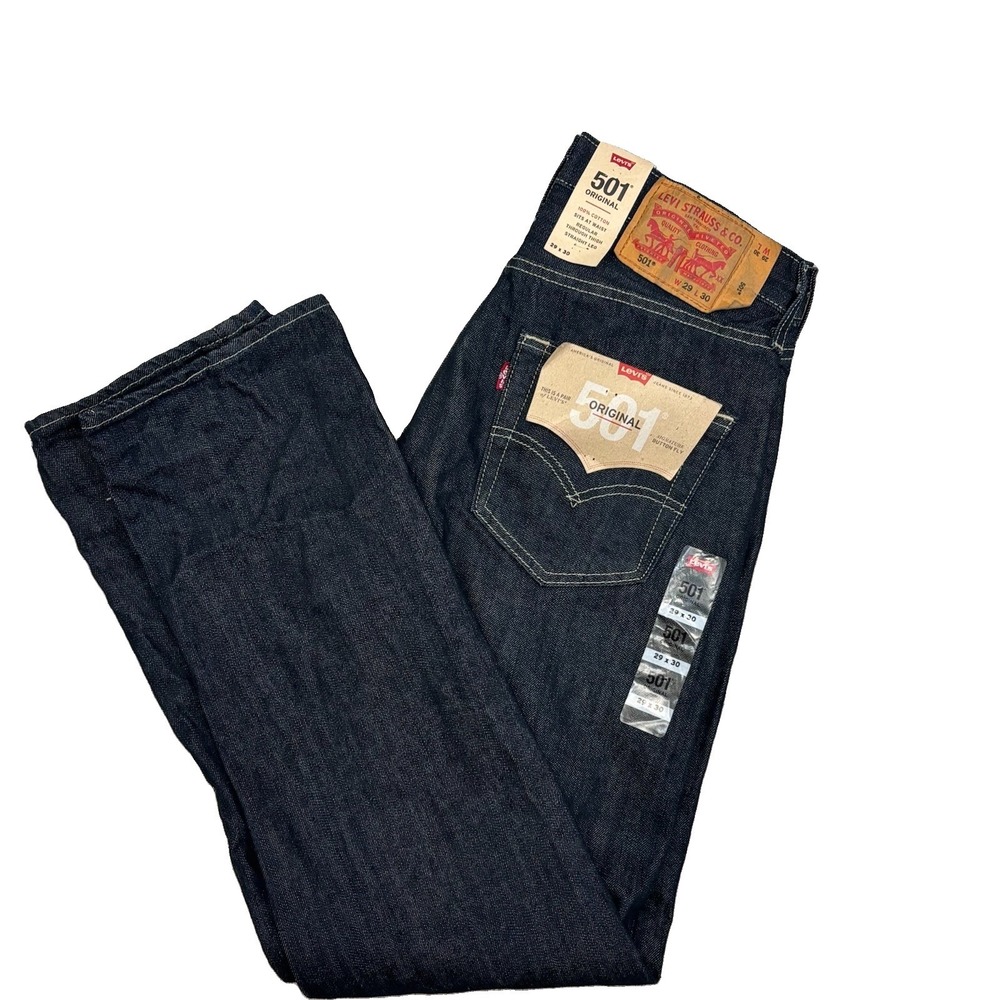 Levi's 501 Original Fit Jeans Men's 29 X 30 Clean Rigid Button Fly Dark Wash NEW